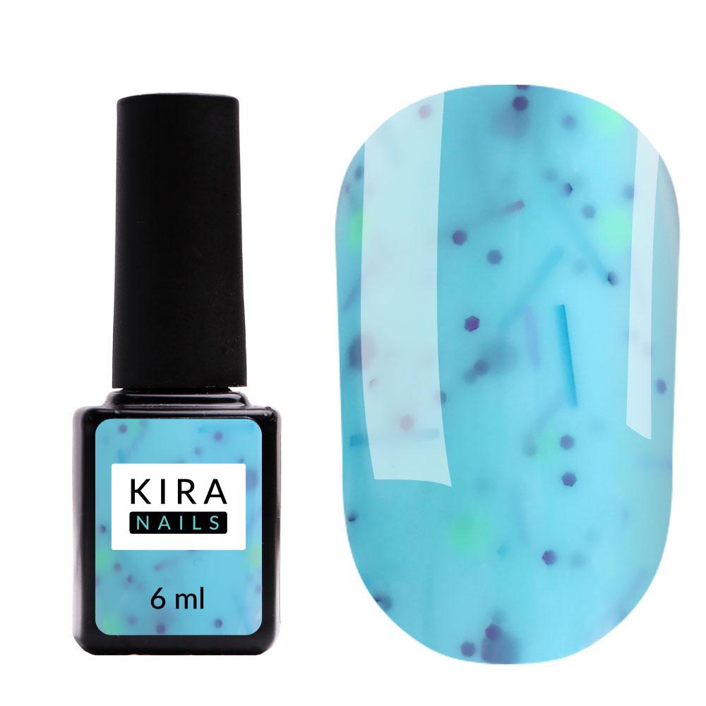 Камуфлювальна база Kira Nails Lollypop No006, 6 мл (блакитна з різнобарвними пластівцями)