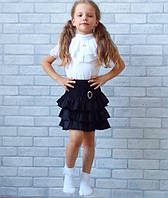 Школьная детская юбка с воланами черная, юбка в школу для девочки