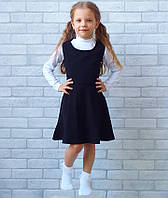 Сарафан школьный на девочку юбка клеш, черный детский сарафан для школы 140