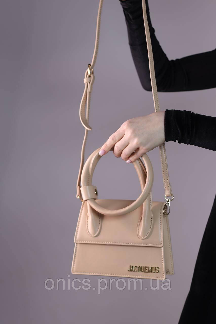 Женская сумка Jacquemus Le Chiquito Noeud beige, женская сумка Жакмюс бежевого цвета хорошее качество - фото 2 - id-p1930975901