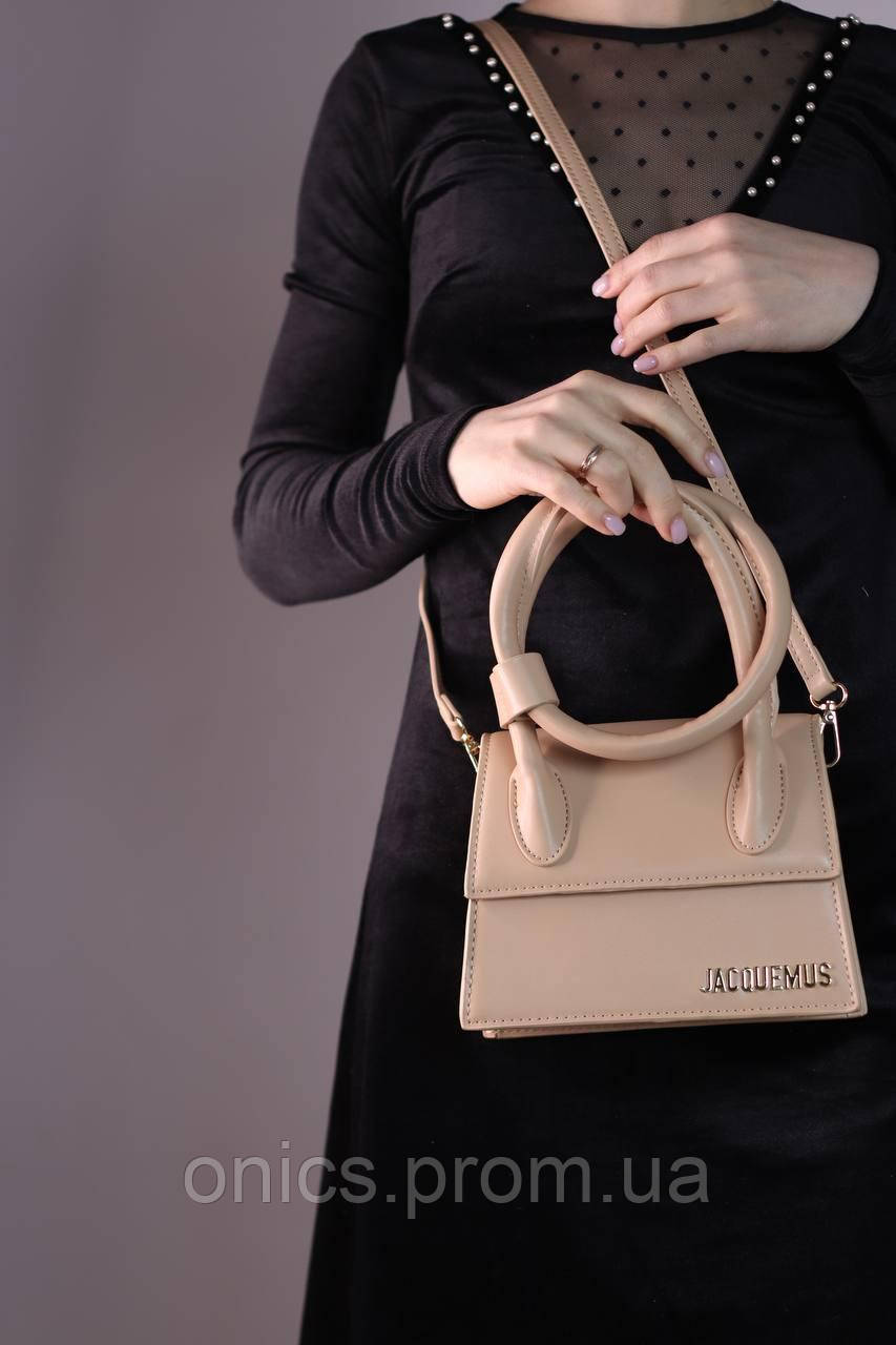 Женская сумка Jacquemus Le Chiquito Noeud beige, женская сумка Жакмюс бежевого цвета хорошее качество - фото 3 - id-p1930975901