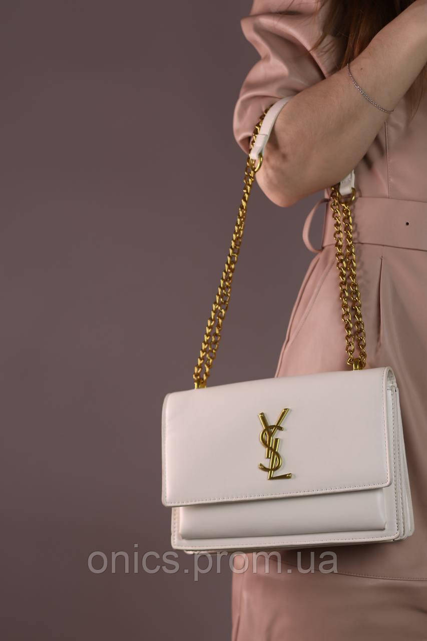 Жіноча сумка Yves Saint Laurent Sunset medium white, женская сумка, Ів Сен-Лоран білого кольору хороша якість - фото 1 - id-p1930975902