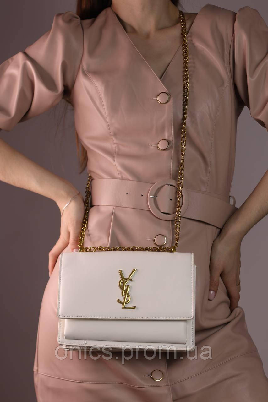 Жіноча сумка Yves Saint Laurent Sunset medium white, женская сумка, Ів Сен-Лоран білого кольору хороша якість - фото 4 - id-p1930975902