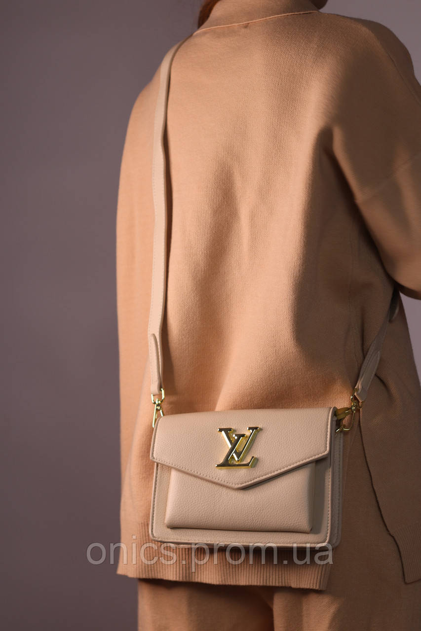 Жіноча сумка бежевая Louis Vuitton Mylockme beige женская сумка, брендова сумка Louis Vuitton Mylockme хороша якість - фото 4 - id-p1930975903