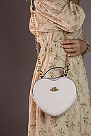 Женская сумка Coach heart white, женская сумка Коуч сердце белого цвета хорошее качество