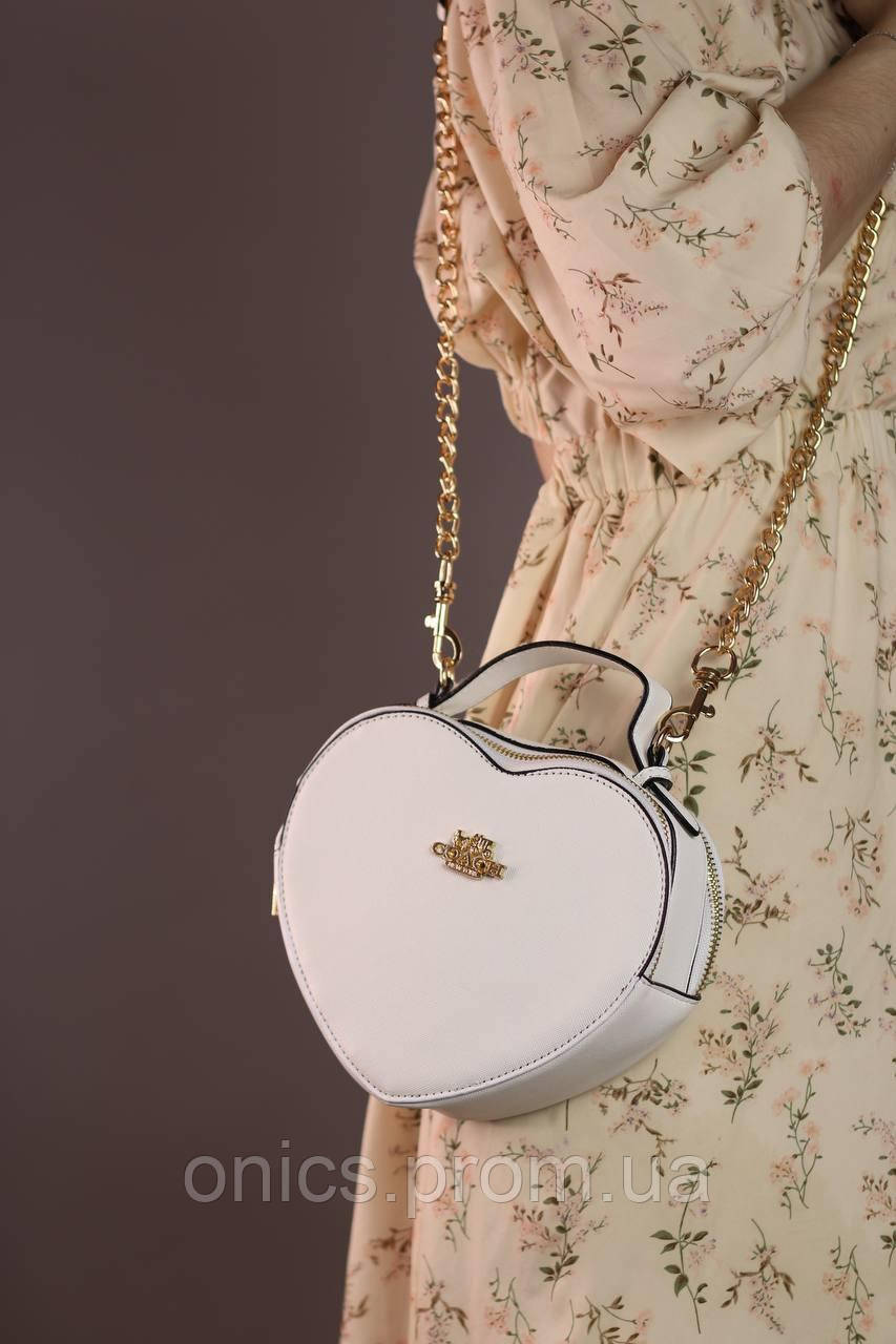 Женская сумка Coach heart white, женская сумка Коуч сердце белого цвета хорошее качество - фото 3 - id-p1930975904