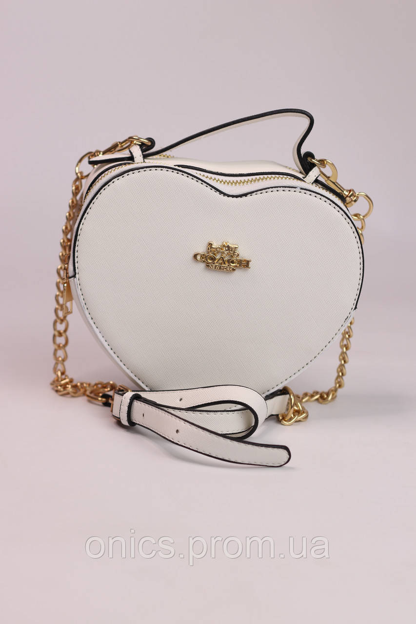 Женская сумка Coach heart white, женская сумка Коуч сердце белого цвета хорошее качество - фото 5 - id-p1930975904
