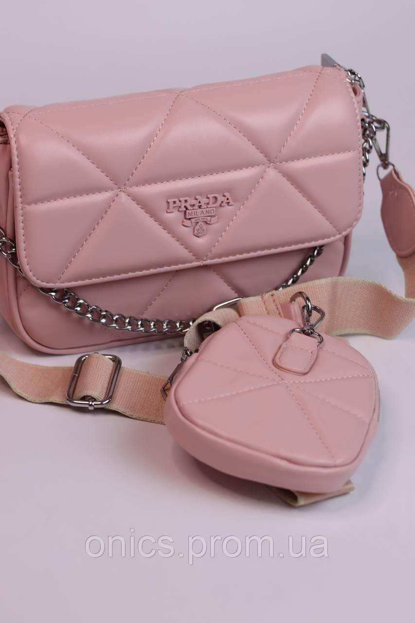 Женская сумка Prada pink, женская сумка Прада розового цвета хорошее качество - фото 2 - id-p1930975910