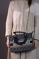 Женская сумка Christian Dior dark blue with gold, женская сумка, брендовая сумка, Кристиан Диор темно-синего ц