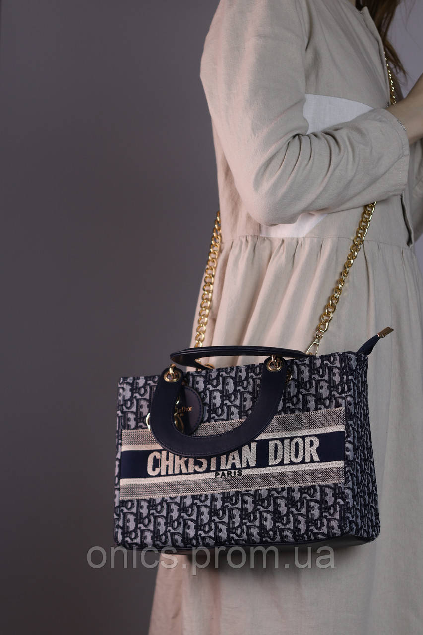 Женская сумка Christian Dior dark blue with gold, женская сумка, брендовая сумка, Кристиан Диор темно-синего ц - фото 4 - id-p1930975917