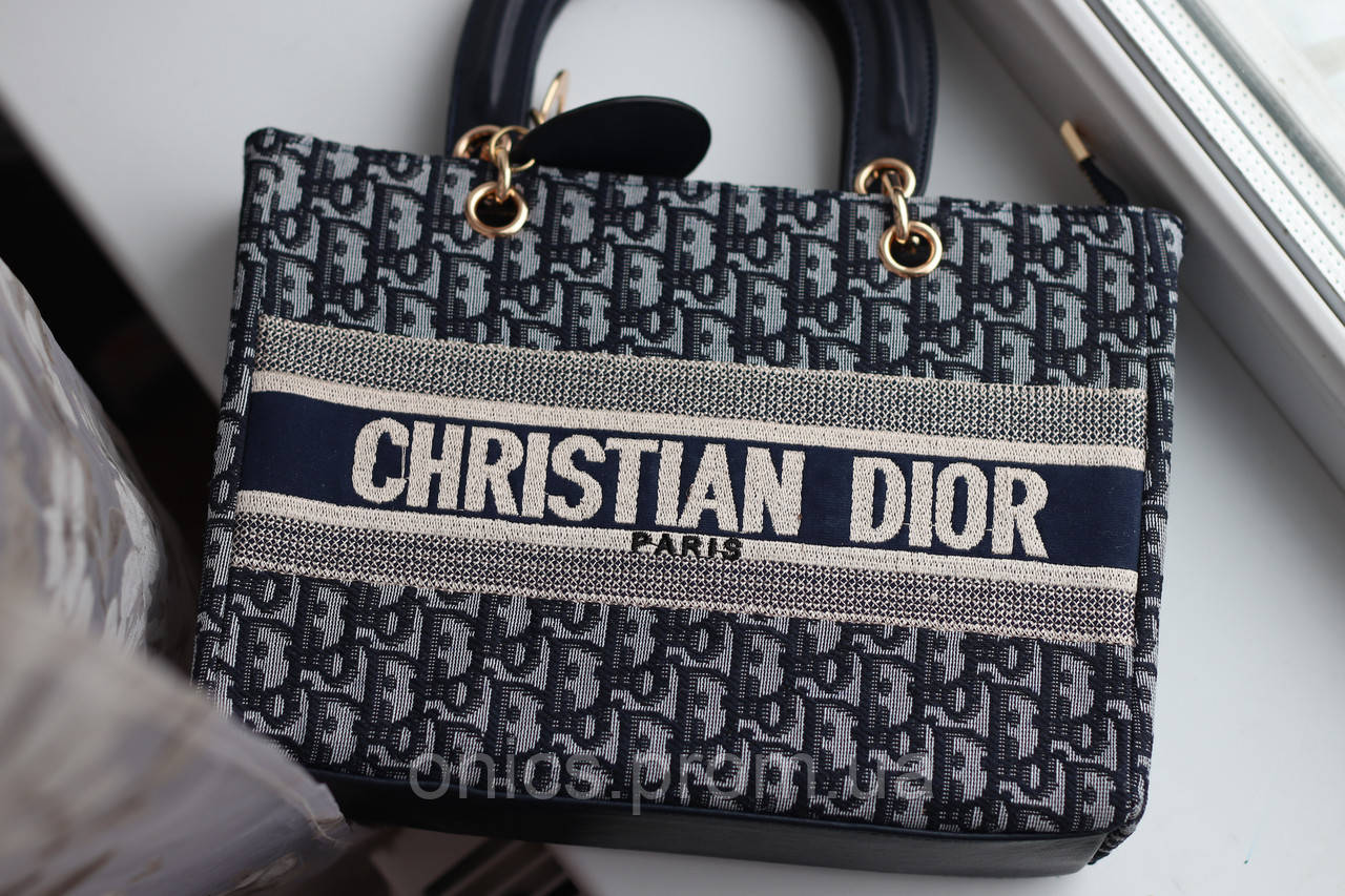 Женская сумка Christian Dior dark blue with gold, женская сумка, брендовая сумка, Кристиан Диор темно-синего ц - фото 5 - id-p1930975917