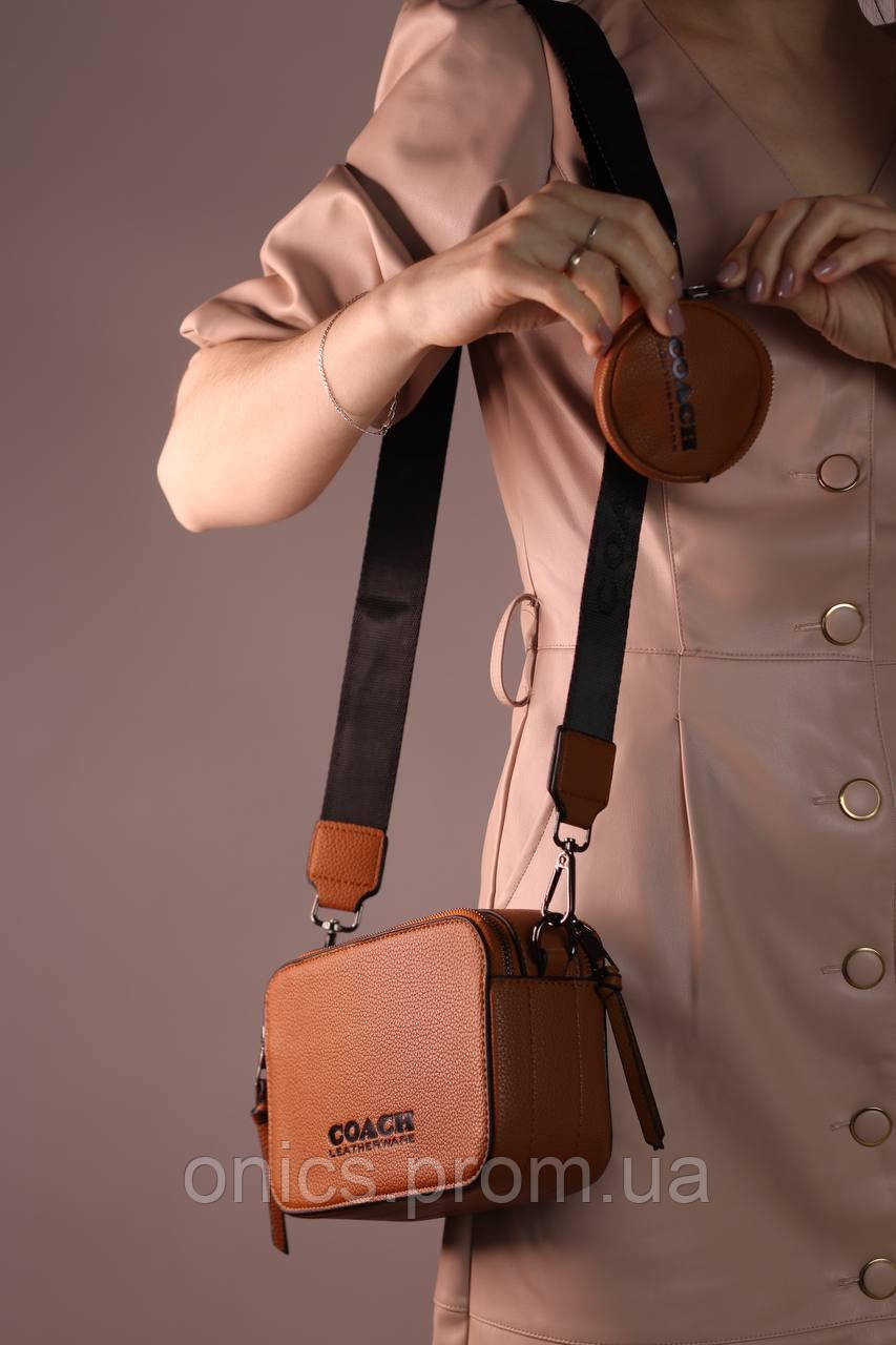 Женская сумка Coach brown, женская сумка Коуч коричневого цвета хорошее качество - фото 2 - id-p1930975920