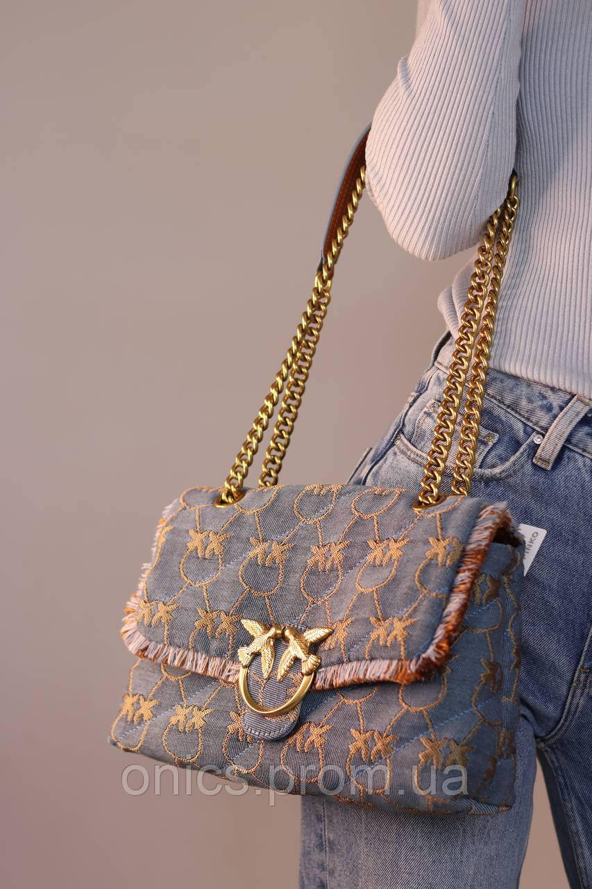 Женская сумка Pinko Love Bag Puff Denim logo, женская сумка Пинко хорошее качество - фото 2 - id-p1930975921