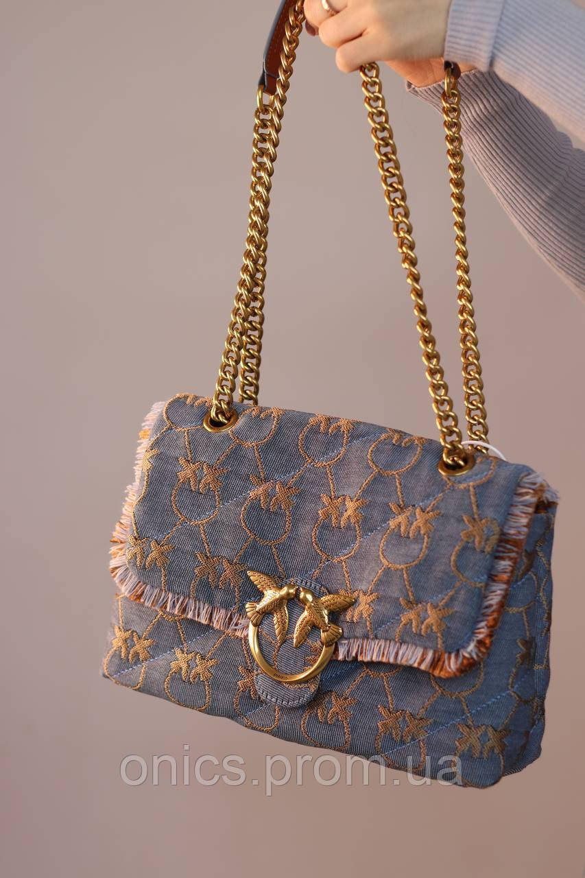 Женская сумка Pinko Love Bag Puff Denim logo, женская сумка Пинко хорошее качество - фото 4 - id-p1930975921