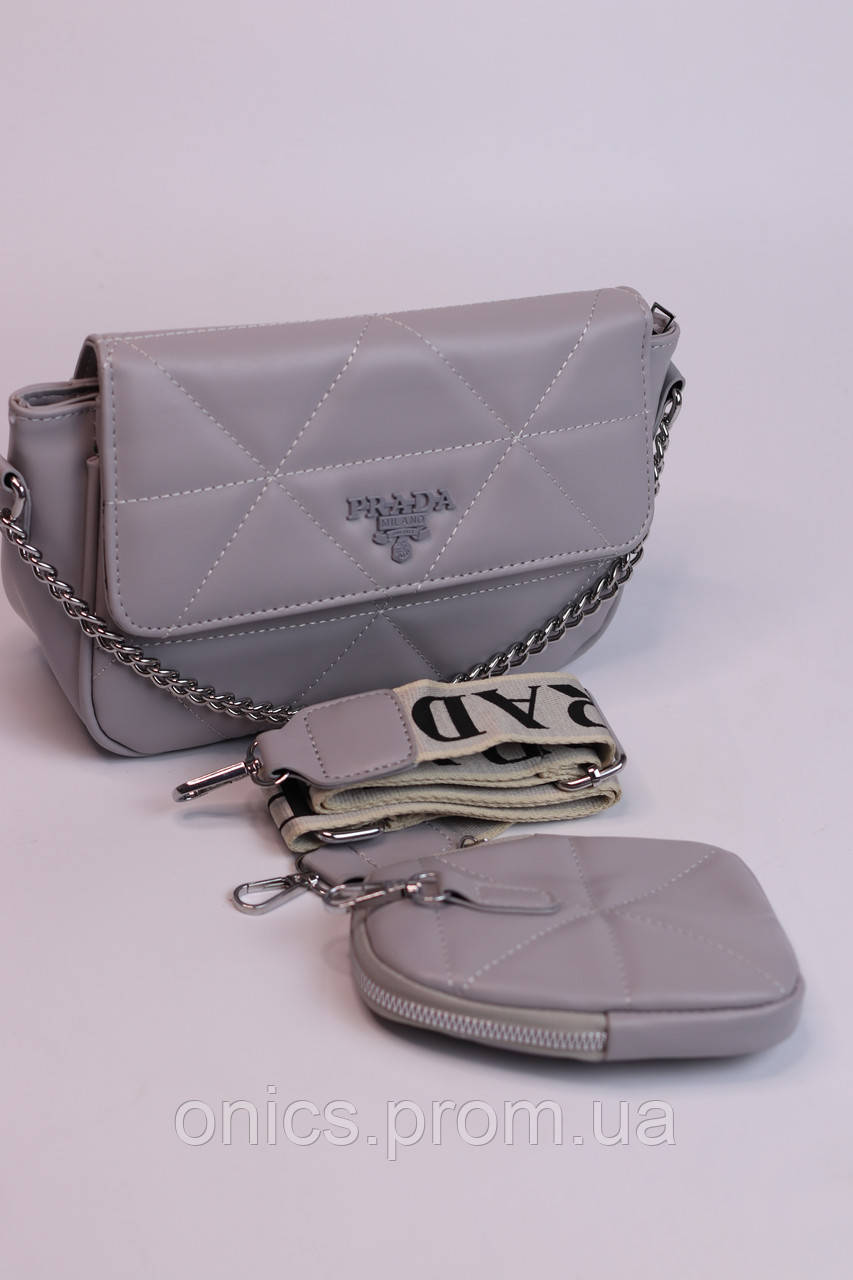 Женская сумка Prada grey, женская сумка, Прада серого цвета хорошее качество - фото 1 - id-p1930975927