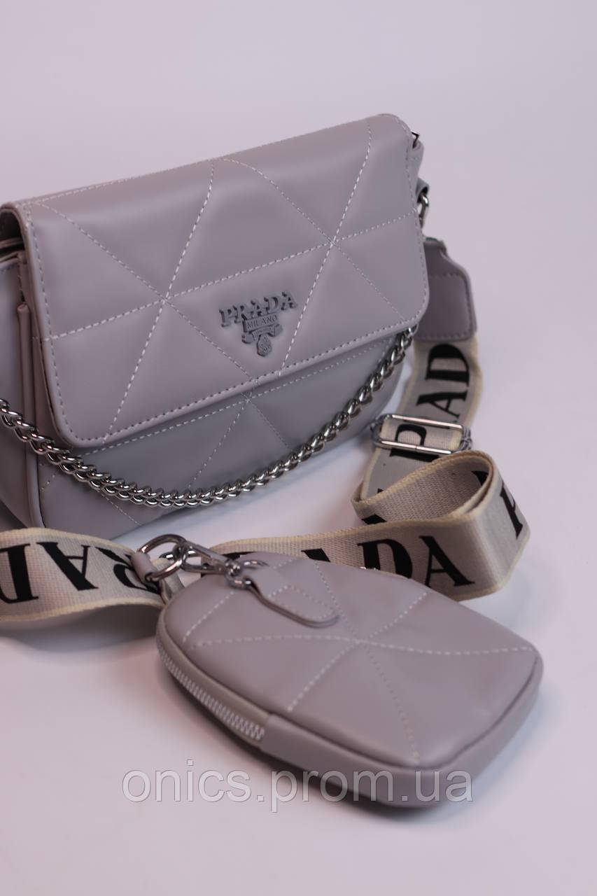 Женская сумка Prada grey, женская сумка, Прада серого цвета хорошее качество - фото 2 - id-p1930975927