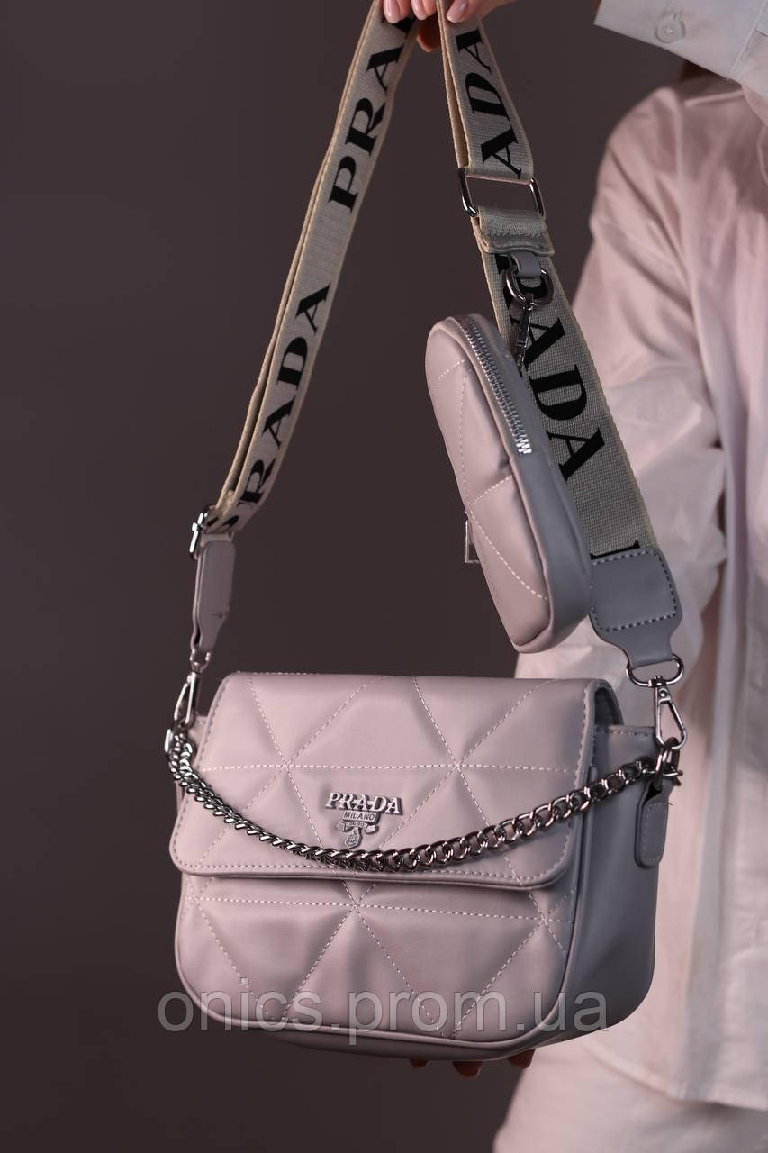 Женская сумка Prada grey, женская сумка, Прада серого цвета хорошее качество - фото 4 - id-p1930975927