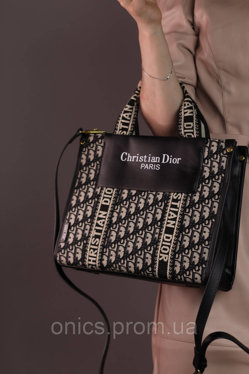 Женская сумка Christian Dior black with beige, женская сумка, Кристиан Диор черного и бежевого цвета хорошее - фото 4 - id-p1930975930