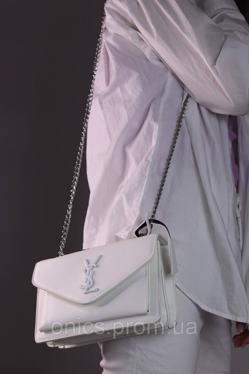 Женская сумка Yves Saint Laurent white, женская сумка Ив Сен-Лоран белого цвета хорошее качество - фото 1 - id-p1930975943