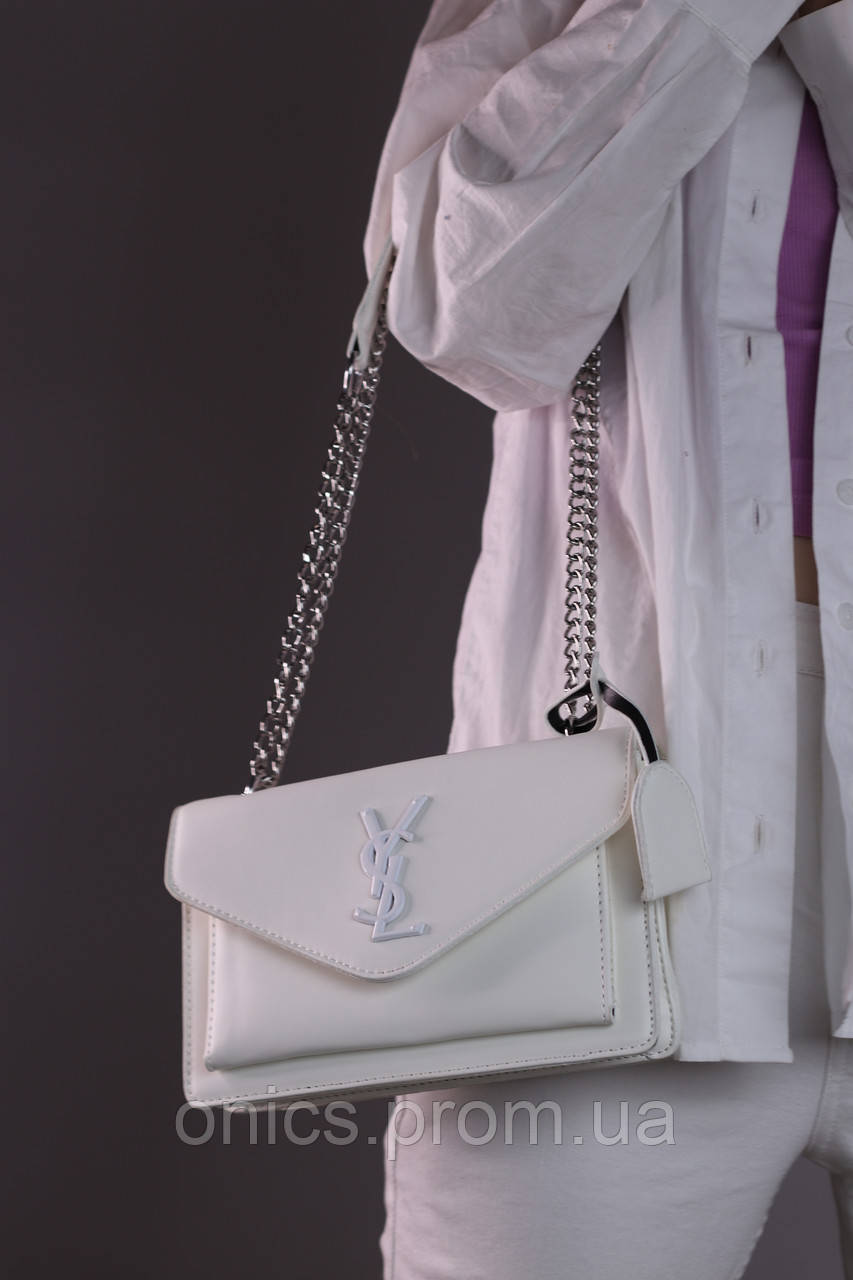 Женская сумка Yves Saint Laurent white, женская сумка Ив Сен-Лоран белого цвета хорошее качество - фото 4 - id-p1930975943