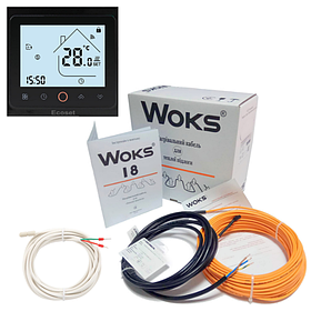 Нагрівальний кабель Woks – 18 580 Вт ( 32 м.) з терморегулятором Ecoset PWT 002 WI-FI