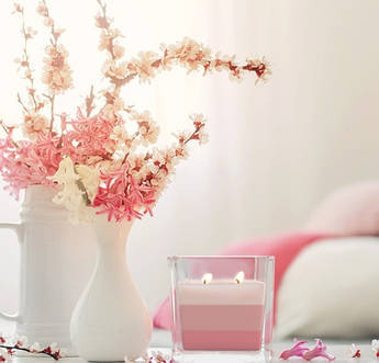 Ароматична свічка у стакані із триколірним наповненням Троянда (SNK80-78)