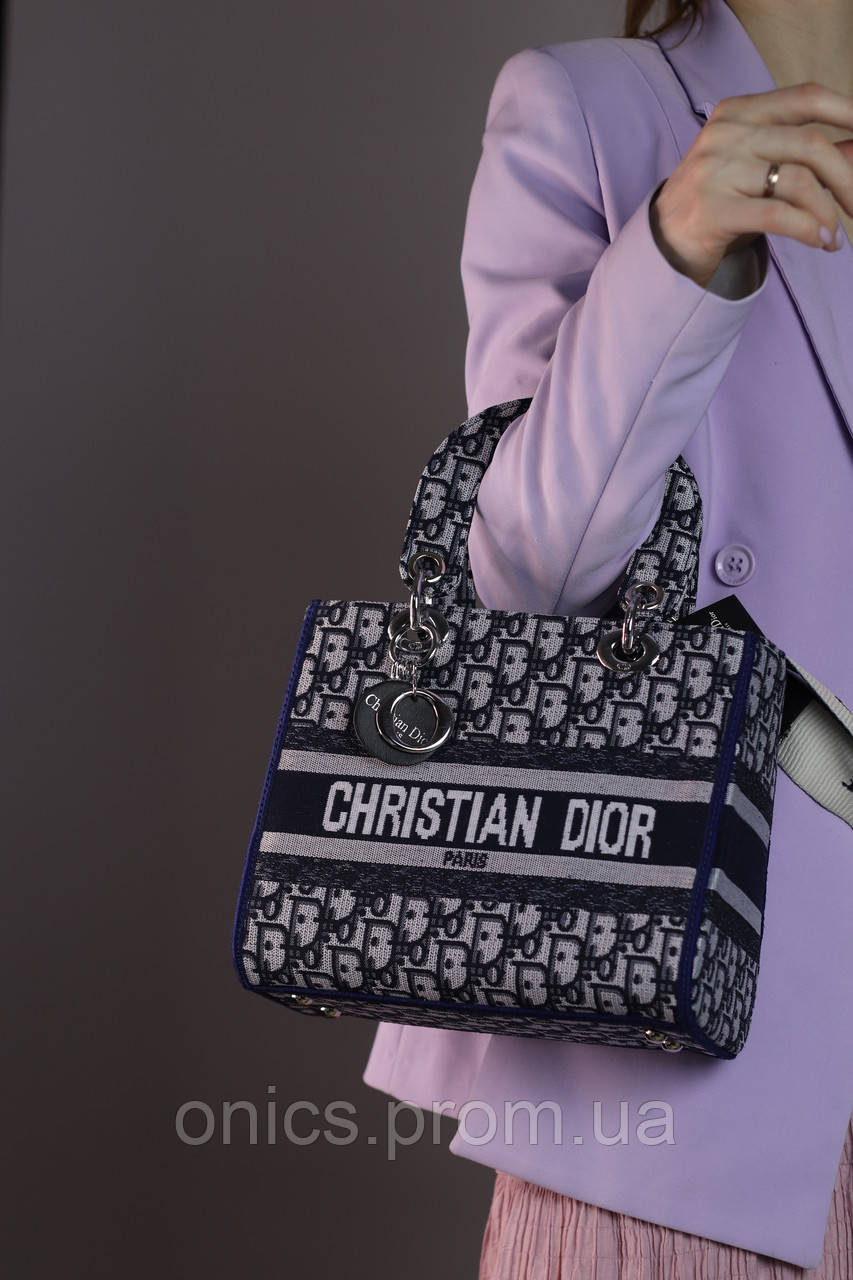 Женская сумка Christian Dior Lady d-lite blue, женская сумка, брендовая сумка, Кристиан Диор темно-синего цвет - фото 2 - id-p1930975966