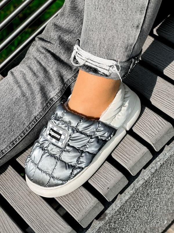 Дутики короткі хутряні угги низькі не промокаючі Superme GREY зимові теплі