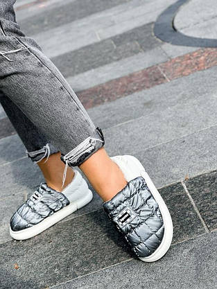 Дутики короткі хутряні угги низькі не промокаючі Superme GREY зимові теплі, фото 6