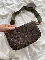 Стильная Женская сумка Луи Витон LouisVuitton 2в1 цвет хаки Модный женский клатч LV multi khaki хорошее