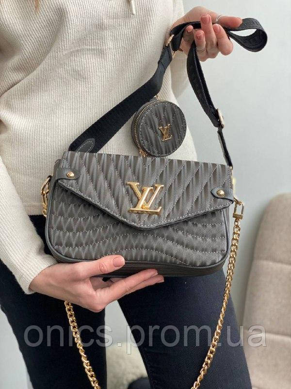 Стильная Женская сумка LV wave grey Женская сумка Луи Виттон серого цвета хорошее качество - фото 10 - id-p1930976040