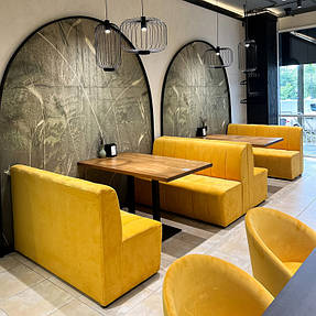 У заклад зроблено: Столи "Серія5" та "Серія 1", Дивани м'які №18 та №19, Стільці "Матіс" та крісла "DIN"