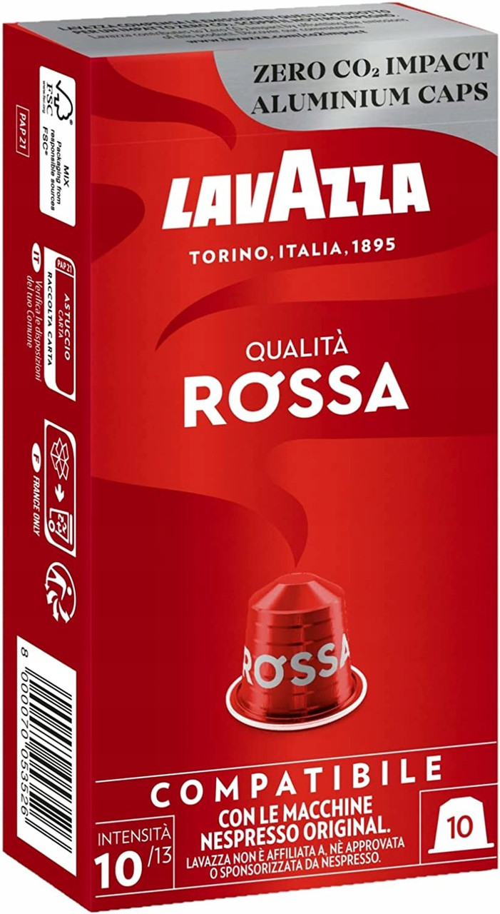 Nespresso капсули Lavazza Qualita Rossa 10 Алюміній Італія Неспресо Росса