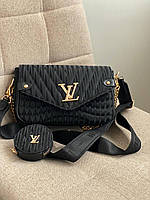 Стильна жіноча сумка LV wave black Женська сумка Луї Віттон чорного кольору