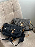 Стильна жіноча сумка LV wave black Женська сумка Луї Віттон чорного кольору, фото 9