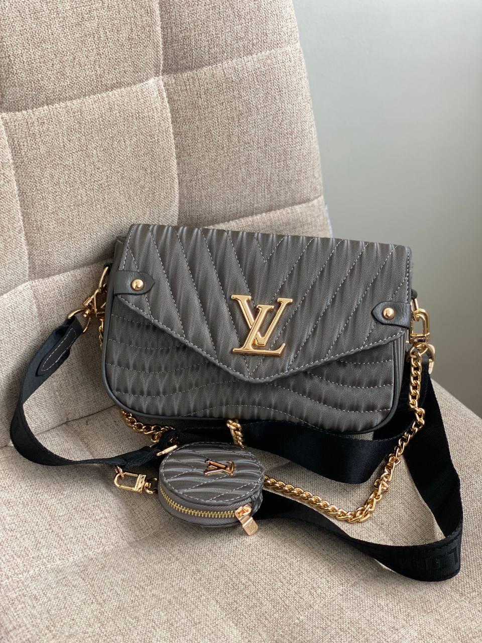 Стильна жіноча сумка LV wave grey жіноча сумка Луї Віттон сірого кольору