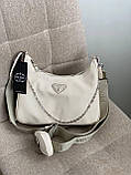 Сумка жіноча через плече Prada/Пада крос-боді з маленьким клатчем для монет брендова сумочка, фото 6