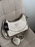 Сумка жіноча через плече Prada/Пада крос-боді з маленьким клатчем для монет брендова сумочка, фото 8