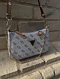 Жіноча сумка з екошкіри Guess Beige/Гесс молодіжна, брендова сумка, фото 2