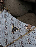 Жіноча сумка з екошкіри Guess Beige/Гесс молодіжна, брендова сумка, фото 4