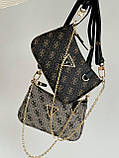 Жіноча сумка з екошкіри Guess Beige/Гесс молодіжна, брендова сумка, фото 7