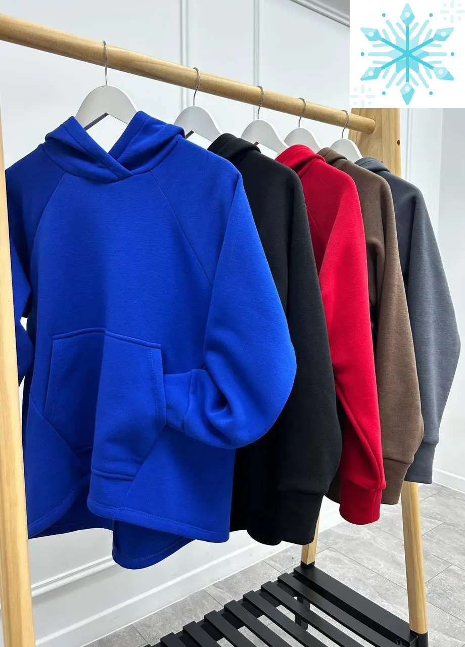 Тепле жіноче худі з капюшоном і кишенею кенгуру на флісі багато кольорів