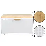 Хлібниця Kamille 35,8см нержавіюча сталь та бамбук (колір білий), фото 6