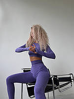 Бесшовный спортивный Push up комплект фиолетовый Женский удобный спортивный костюм Бесшовное женское белье L