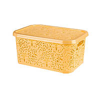 Кошик з кришкою "Ажур" 10л 33,5х23,5х16 см бежевий