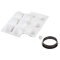 Форма для выпечки V 106 ml x 6 tot. 633 ml d 80, h 44, NEW Silikomart KIT TARTE RING MONTBLANC D80 MM