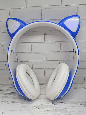 Дитячі бездротові блютуз-навушники Headset CATs P15M з котячими вушками синій, фото 1
