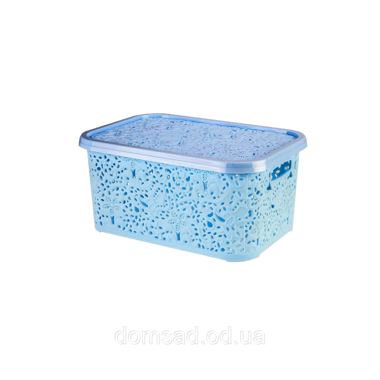 Кошик з кришкою "Ажур" 6л 28,5*20,5*12,5см блакитний
