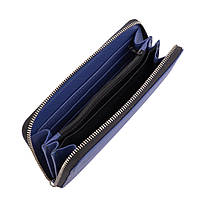 Синий кошелёк на молнии из сафьяновой кожи Newery N10003SB хорошее качество