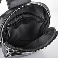 Чёрная кожаная сумка-рюкзак на одно плечо Newery N6896GA хорошее качество